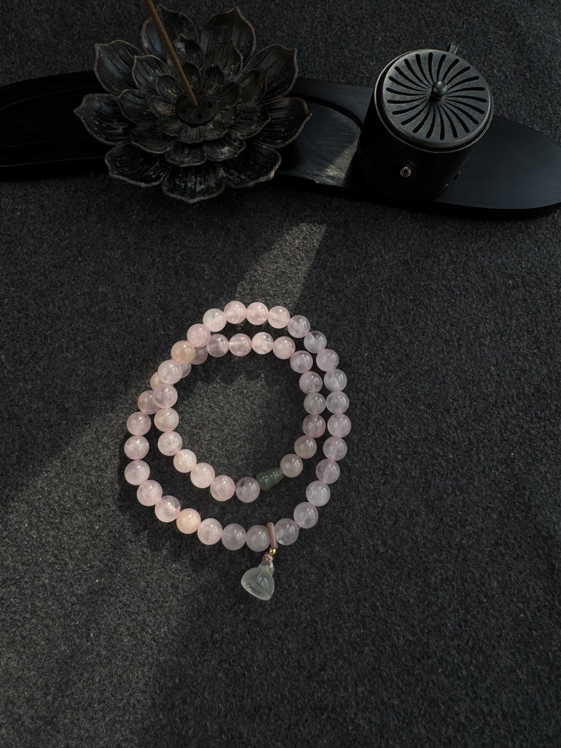 Exclusive for Fire Element Favored Individuals | Dual-Loop Pink Quartz Blessing & Wisdom Bracele - Image 3